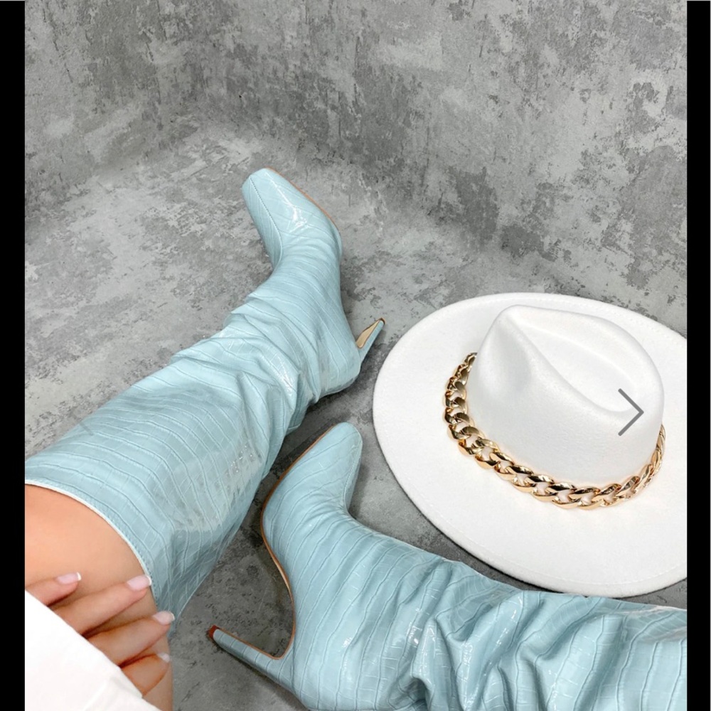 NEW CROC PRINT BLUE BOOTS